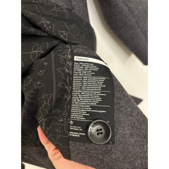 Icebreaker 380 Pure Plus Jacket Womens M Merino Wool Coat Gray Full Zip Collared - Picture 4 of 4